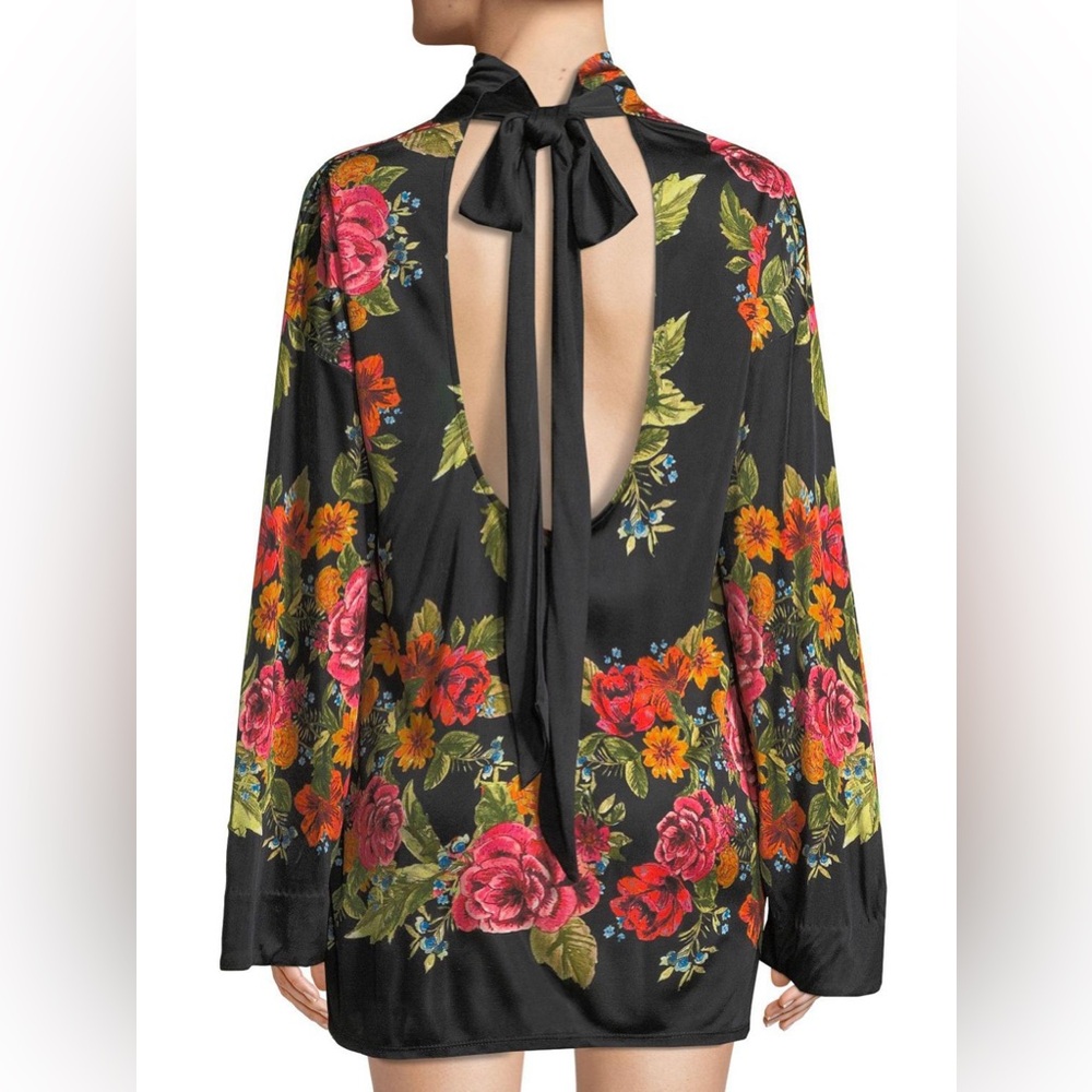 Free People NWT long sleeve tie back floral mini dress size small